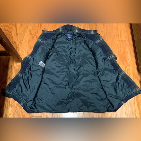 Men's XL Thinsulate Lined Wool Blend PENDLETON Blue Grey Shadow Plaid Jacket - Picture 11 of 16